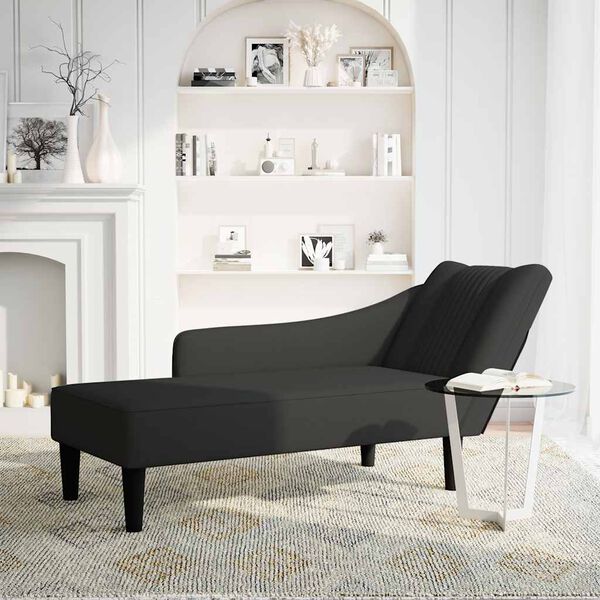 vidaXL Chaise longue met rechterarmleuning fluweel zwart