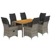 vidaXL 7-delige Tuinset met kussens poly rattan grijs