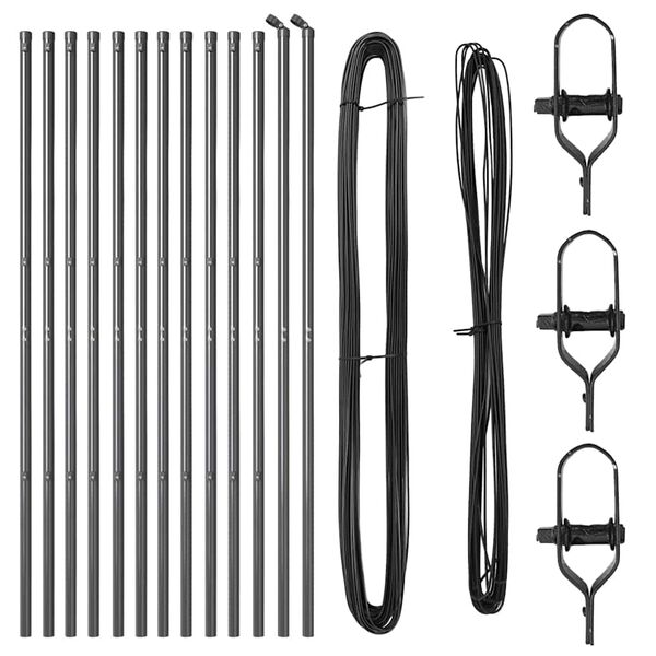 vidaXL Hekpalen 13 pcs Grijs Ø32mm 190 cm Gegalvaniseerd staal