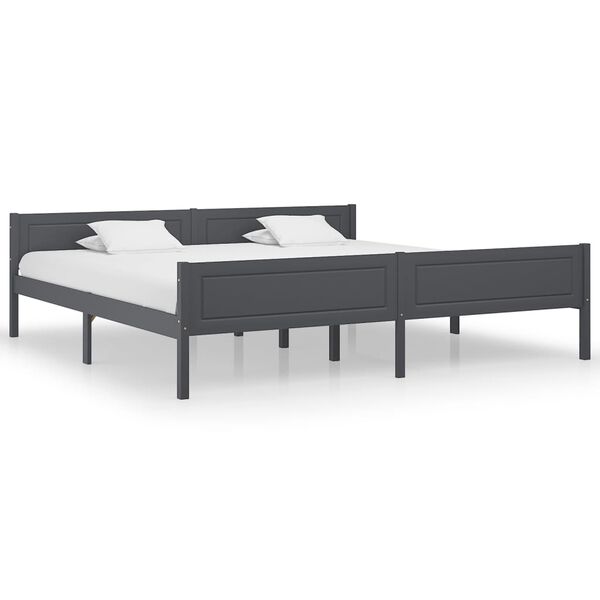 vidaXL Bedframe massief grenenhout grijs 200x200 cm
