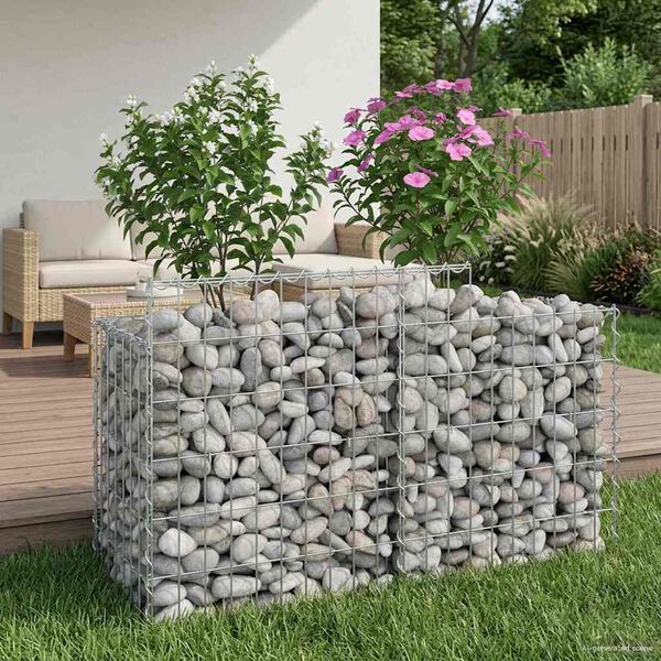 vidaXL Gabion Verhoogd Bed Zilver 100 x 50 x 60 cm