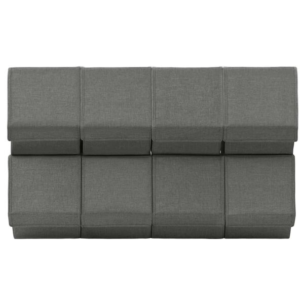 vidaXL 8-delige Opbergboxenset met deksel stapelbaar stof antraciet