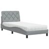 vidaXL Bed met matras stof lichtgrijs 90x200 cm