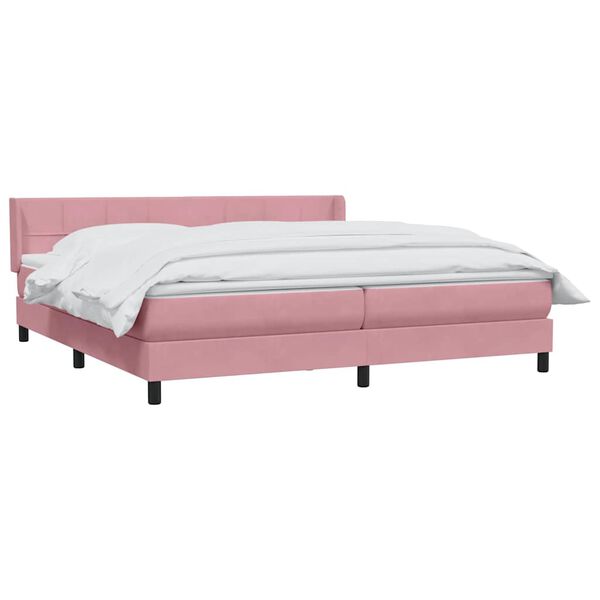 vidaXL Boxspring met matras fluweel roze 180x220 cm