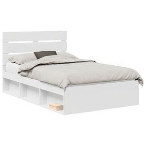 vidaXL Bedframe met hoofdeinde Wit 120 x 190 cm Massief grenenhout