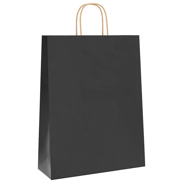 vidaXL Papieren zakken 50 st met hengsels 32x12x42 cm zwart