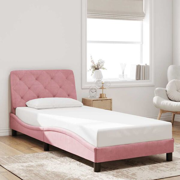 vidaXL Bedframe zonder matras fluweel roze 90x200 cm
