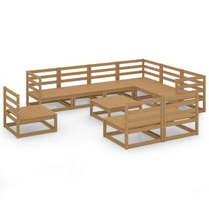 vidaXL 10-delige Loungeset massief grenenhout honingbruin
