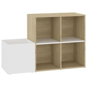 vidaXL Opbergkast 105x35,5x70 cm bewerkt hout wit en sonoma eikenkleur