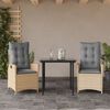 vidaXL 5-delige Tuinset met kussens poly rattan beige