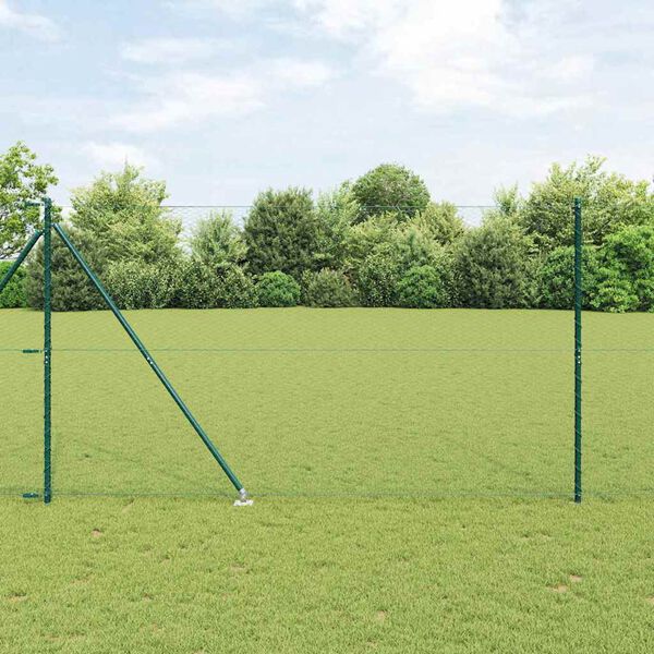 vidaXL Hecke met palen Groen 1.5 x 25 m PVC-gecoat staal
