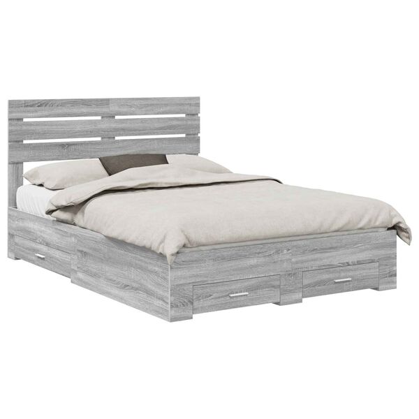 vidaXL Bedframe met lade met hoofdeinde met opslag Bewerkt hout