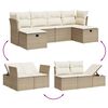 vidaXL 6-delige Loungeset met kussens poly rattan beige