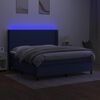 vidaXL Boxspring met matras en LED stof blauw 180x200 cm
