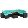vidaXL 9-delige Loungeset met kussens poly rattan zwart