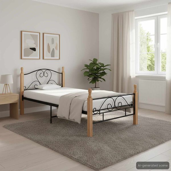 vidaXL Bedframe metaal zwart 100x200 cm