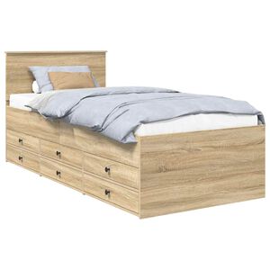vidaXL Slaapbank Sonoma Eiken en Zwart 100 x 200 cm Bewerkt hout