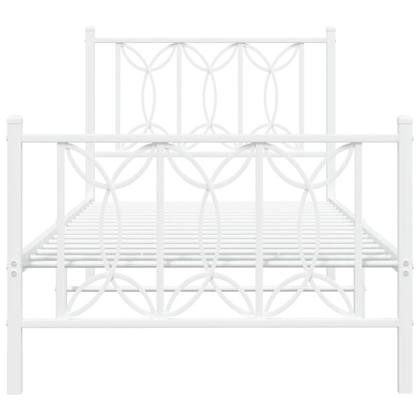 vidaXL Bedframe met hoofd- en voeteneinde metaal wit 90x200 cm