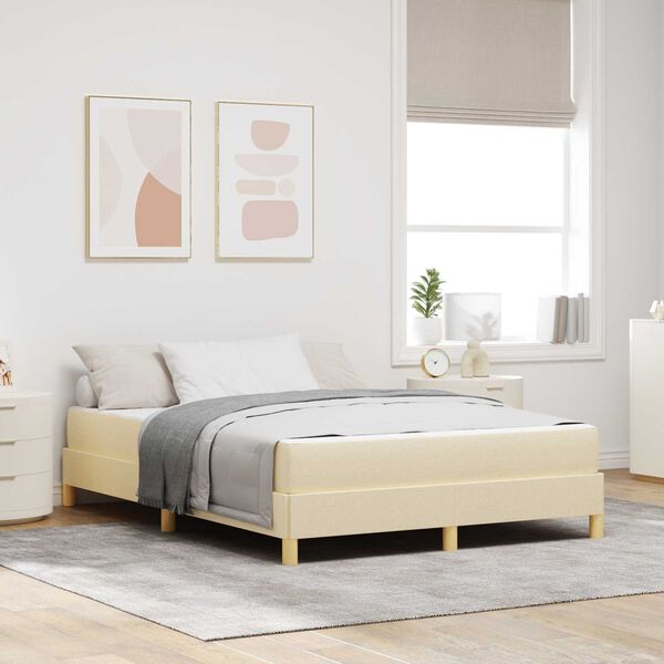 vidaXL Boxspringbed met matras Cr&egrave;me 140 x 200 cm Stof