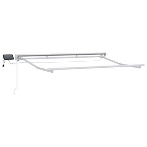 vidaXL Handmatige Luifelhouder met LED's Wit 2,5 x 2 m Aluminium