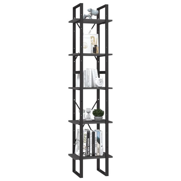 vidaXL Boekenkast met 5 schappen 40x30x175 cm massief grenenhout grijs