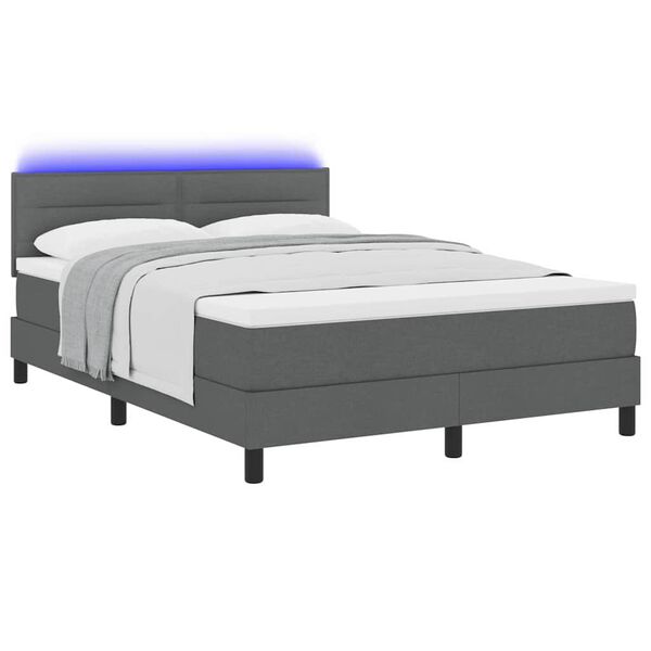 vidaXL Boxspring bed met matras met LED Donkergrijs 140 x 200 cm Stof