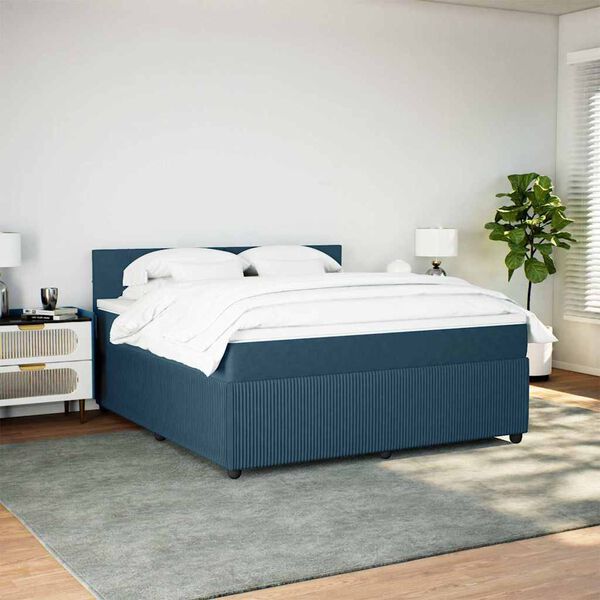 vidaXL Boxspring met matras fluweel blauw 180x200 cm