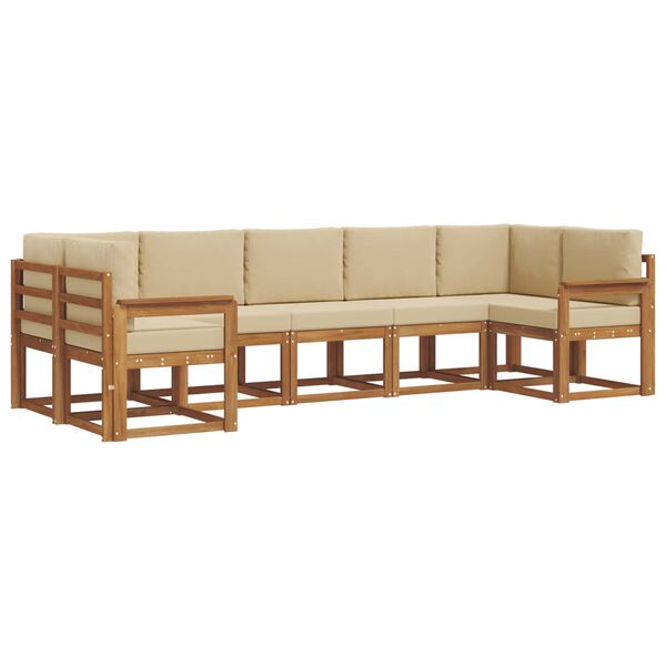 vidaXL Buiten bankenset met kussen 7 pcs Natuurlijk en Beige