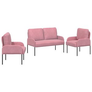 vidaXL Sofa-Sets met kussen 3 pcs Roze 115 x 56 x 80 cm Multiplex