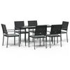 vidaXL 7-delige Tuinset met kussens poly rattan en staal