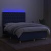 vidaXL Boxspring met matras en LED stof blauw 140x200 cm