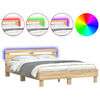 vidaXL Bedframe met hoofdeinde en LED sonoma eikenkleurig 140x190 cm