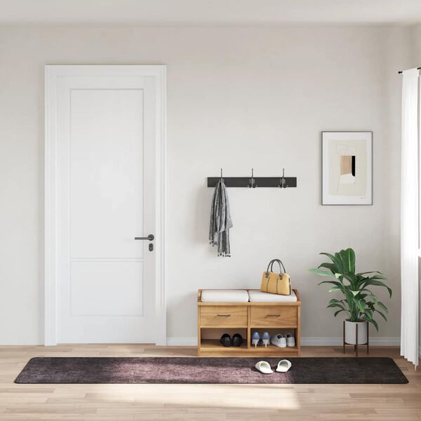 vidaXL Vloerkleed wasbaar anti-slip 80x300 cm antracietkleurig