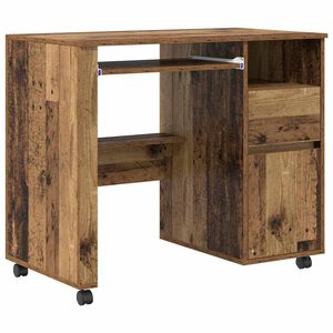 vidaXL Bureau met Wielen Oud Hout Bewerkt hout 91 x 50 x 77 cm