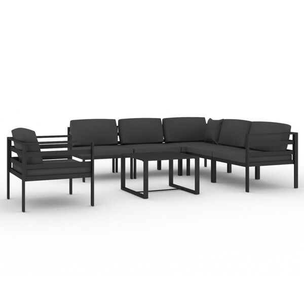 vidaXL 7-delige Loungeset met kussens aluminium antracietkleurig