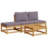 vidaXL 4-delige Loungeset met kussens massief acaciahout