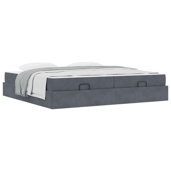 vidaXL Bedframe met matras met matras 2 pcs Dim Grijs Fluweel