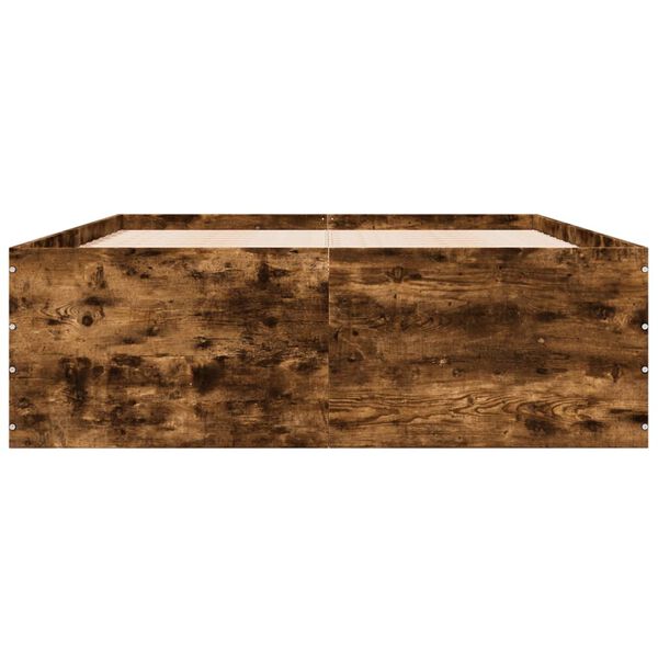 vidaXL Bedframe bewerkt hout gerookt eikenkleurig 135x190 cm