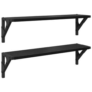 vidaXL Wandplanken 2 st Zwart Eiken 60 x 15 x 15,5 cm Bewerkt hout