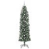 vidaXL Kunstmatige slanke kerstboom met 300 LED Groen en Wit 240 cm