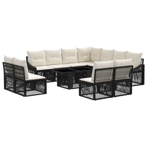 vidaXL Tuinbankenset 12 st Zwart en Cream Wit 100 x 55 x 73 cm