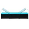 vidaXL Ligbed met kussen en theetafel poly rattan blauw
