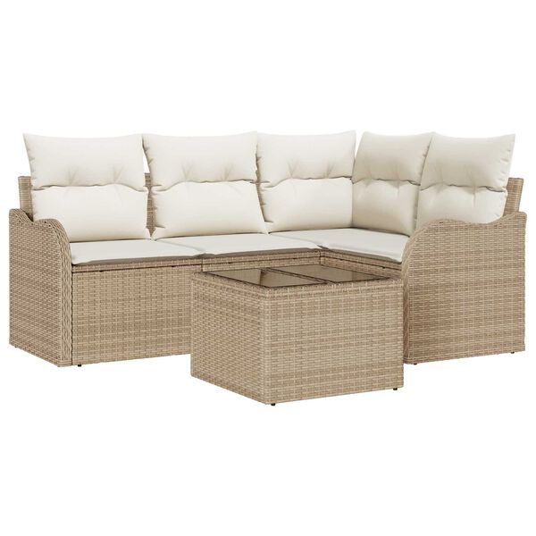 vidaXL Tuin Sofa Set met opslag 5 pcs Bruin poly rattan