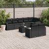 vidaXL 9-delige Loungeset met kussens poly rattan zwart
