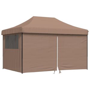 vidaXL Partytent inklapbaar pop-up met 4 zijwanden bruin
