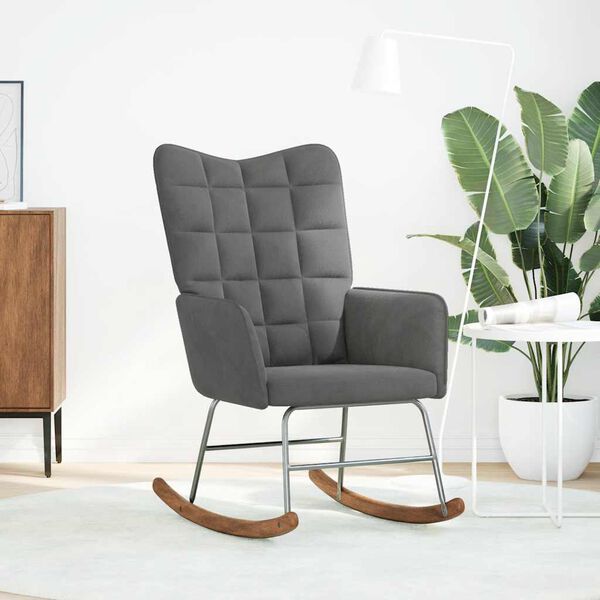 vidaXL Schommelstoel fluweel donkergrijs