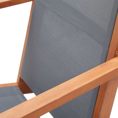 vidaXL Loungestoel massief eucalyptushout en textileen grijs