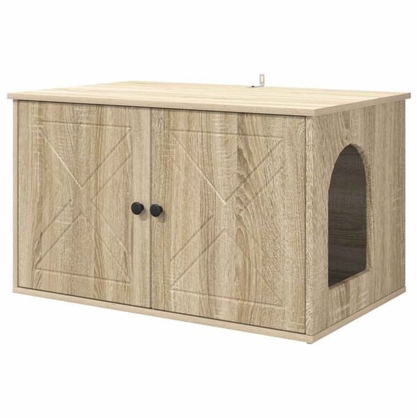 vidaXL Kattenhuis Sonoma 85 x 55 x 50,5 cm Bewerkt hout