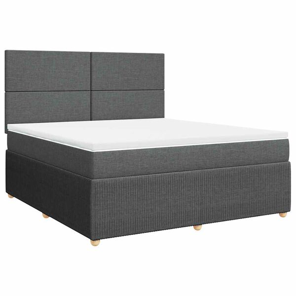 vidaXL Boxspring met matras stof donkergrijs 180x200 cm