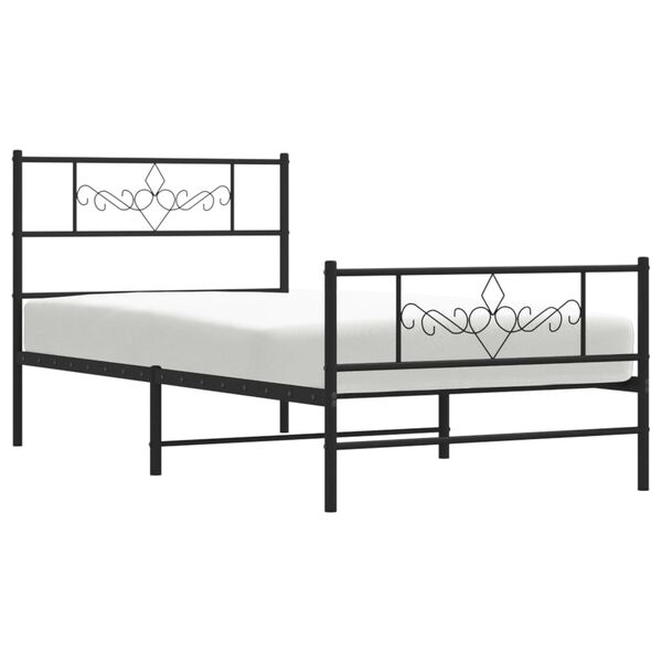 vidaXL Bedframe met hoofd- en voeteneinde metaal zwart 90x190 cm